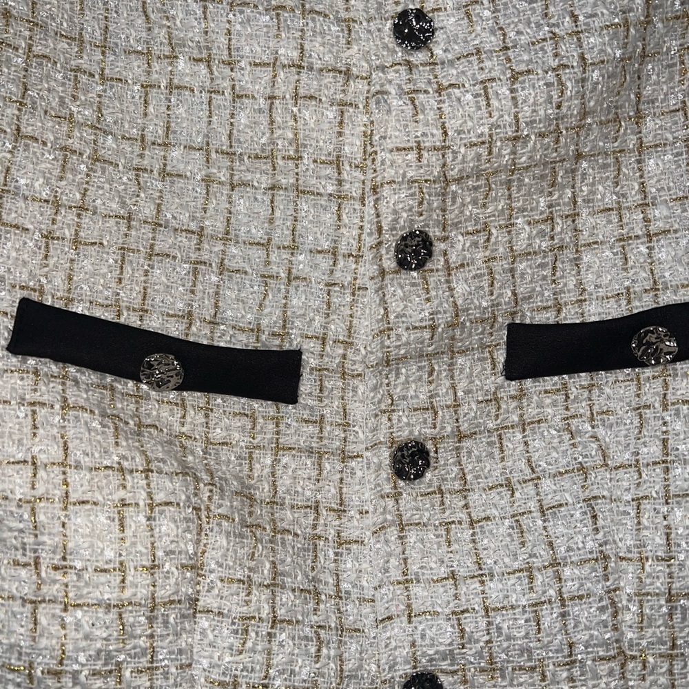 NWOT SHEIN White and Black Tweed Blazer and Skirt Set - Picture 3 of 7